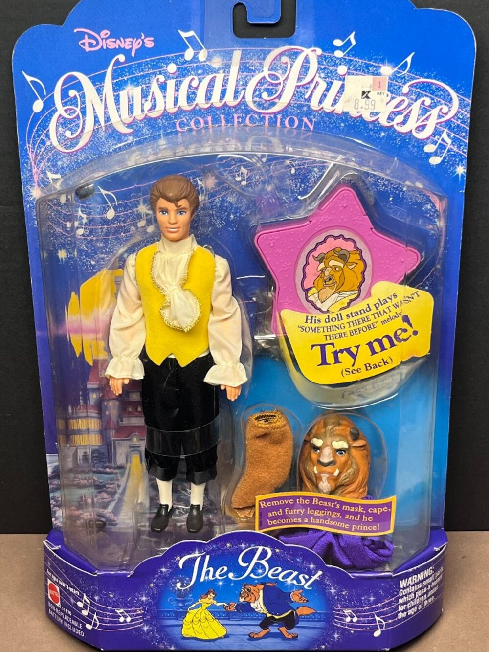 Mattel Disney Musical Princess The Beast 7” Doll New 1994 Needs New Batteries